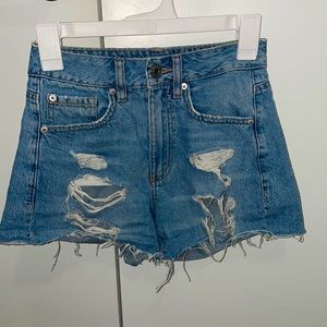 Light Blue Garage Denim Mom Shorts.